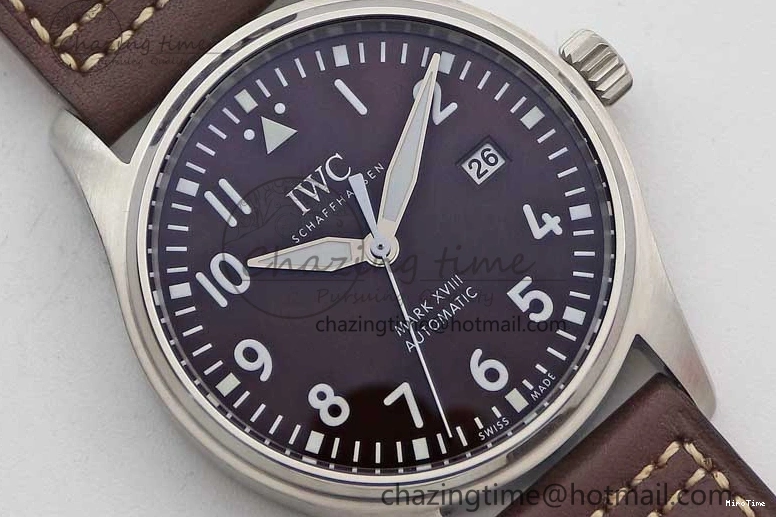 MIROTIME 0413 HighQuality Mark XVIII IW327010 SS M+F 1:1 Best Edition Brown Dial on Brown Leather Strap A 7049